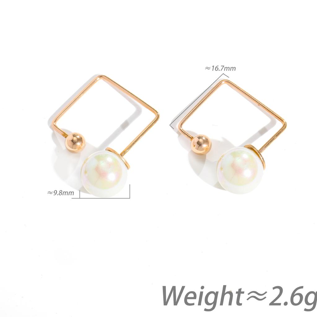 Xiaoxiangfeng Japanese and Korean Elegant Pearl Square Earrings Rose Gold Stud Earrings Niche High Color Retention