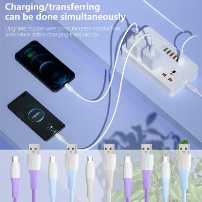 Bend Resistant 65W Charging Cord USB To Type C/Micro USB Power Cable 6A Fast Charging Cable Line for Phones 100cm