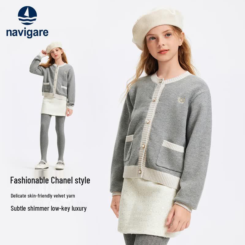Navigare Girls' 'Old Money' Style Knit Cardigan