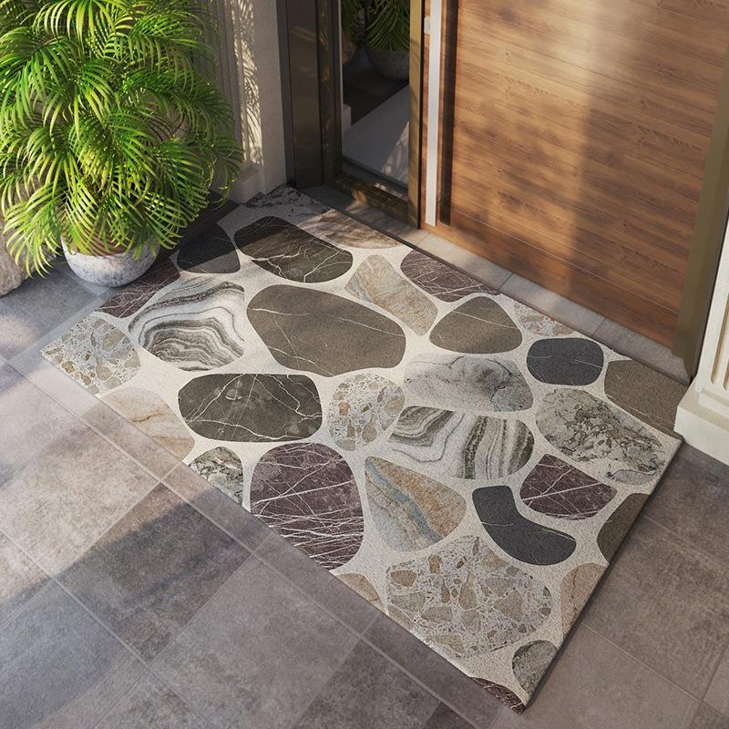 Stone Pattern Floor Mat Home Living Room Entrance Doormat Bedroom Flower Printed Anti-slip Carpets Washable Bathroom Kitchen Rug