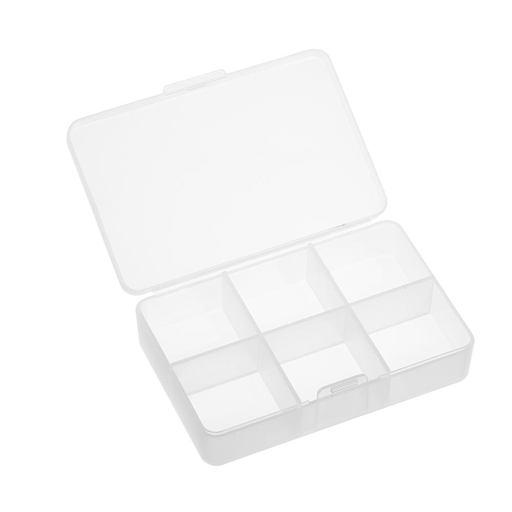 Matte Plastic Clear Home Rectangle 6 Compartments Medicine Pill Holder Storage Box Case