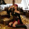Medieval Women's Pirate Blouse and Pirate Skirt Irregular Halloween Coaply Pirate Captain King Outfit with Accessories S-XXL