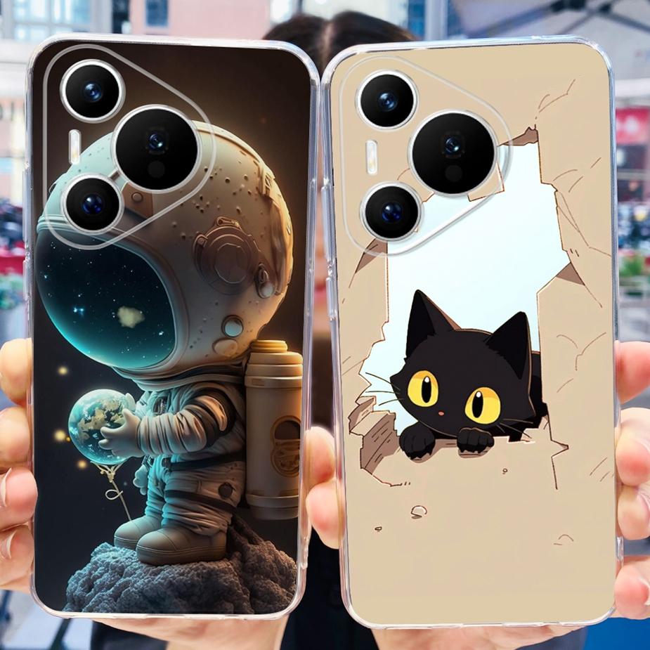 Für Huawei Pura 70 Hülle Niedliche Cartoon Bemalte Abdeckung Klare Silikon Handyhülle Für Huawei Pura 70 Pro Plus Pura70 Pro + Weiche Hülle