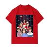 Men's 100% Cotton Crew Neck Short Sleeve T-Shirt, Funny Stranger Themed Christmas Graphic Tee with Santa Hat Xmas Pattern, Casual Soft Daily Wear Tops