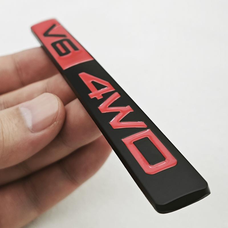 3D Metaal Auto Styling V6 4WD Logo Achterklep Badge Zijspatbord Embleem Sticker Auto Carrosserie Auto Exterieur Accessoires