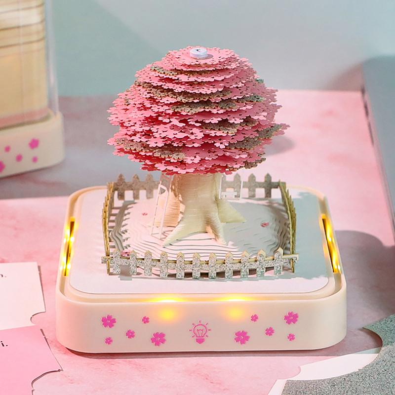 Time Piece Calendar 2026 Desk Calendar With Led Light 3D Tear-Away Calendar Paper Carving Art Memo Pad Notepad Gift Christmas