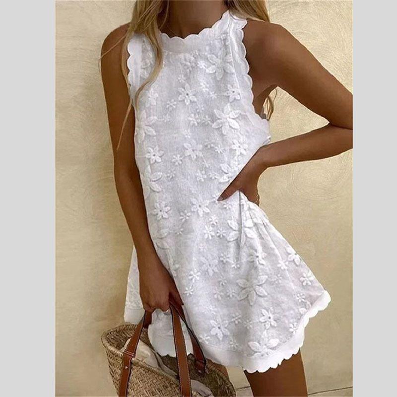 

Women s Dress New Casual Loose Vest Skirt Dress Casual White L