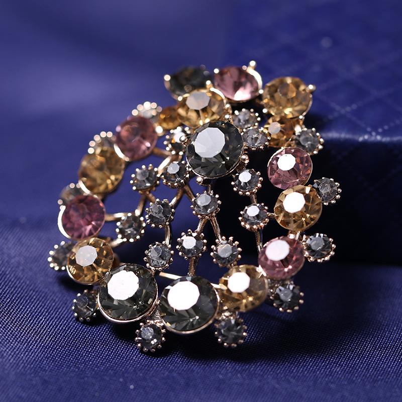 

Круглая модная брошь из нежного сплава, красочная брошь со стразами, высококачественный костюм, платье, шелковый шарф, пуговица