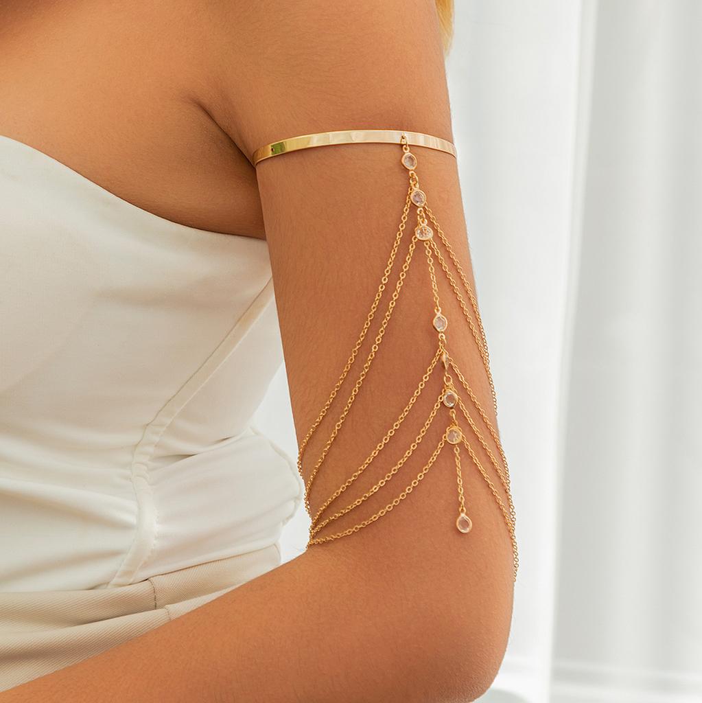 Ingemark 17 Styles Boho Crystal Pendant Cuff Open Bangles for Women Wed Bridal Goth Tassel Link Arm Bracelets Party Zircon Gift
