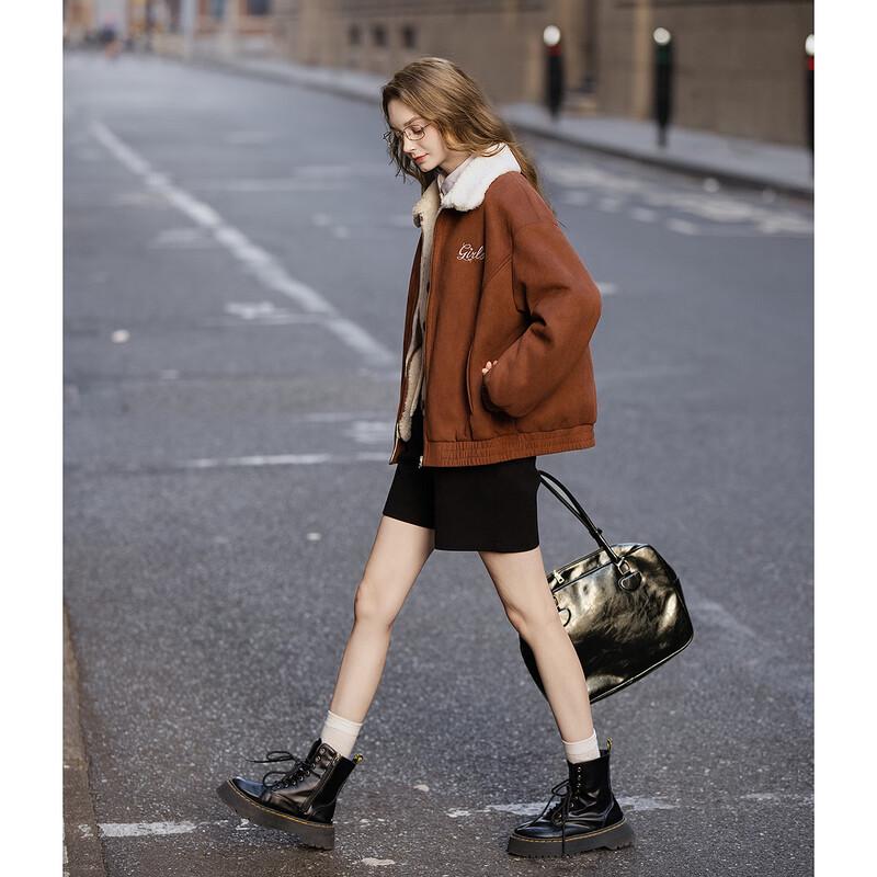 

TonLion Women s Lapel Color-Block Patchwork Coat S