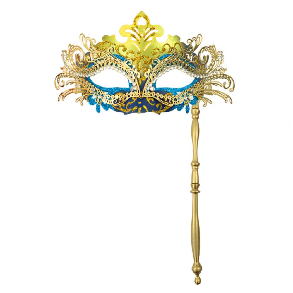 Fancy Dress Party Eyewear Mask Metal Handheld Stick Half Face Venetian Masque Rhinestones Women Mask Prom Ball Masquerade