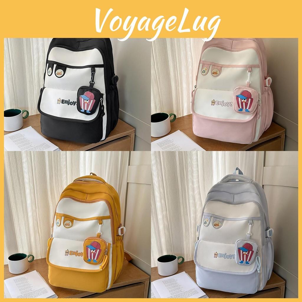 Lightweight Backpack Youth Computer Bag With Color Block Design For Use School