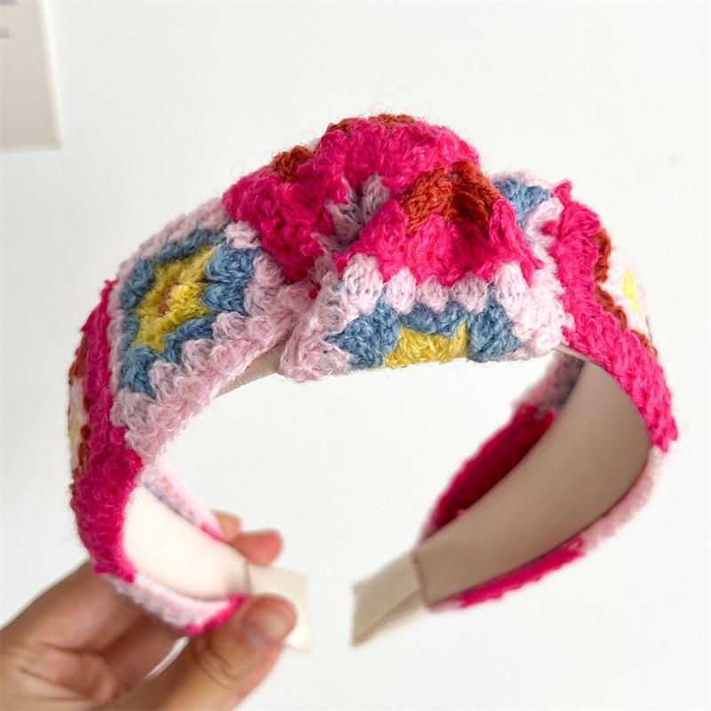Pretty Knitting Floral Embroidery Tape Knotted Hairbands for Women Girls Shopping Party Photography Head Wears