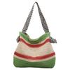 Beach Bag Contrast Color Straw Bag Women's Large Capacity Seaside Tote Shoulder Bag