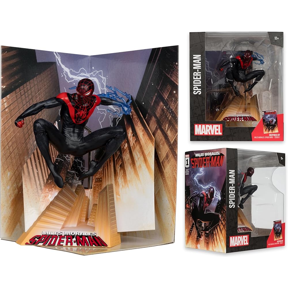 McFarlane Toys Marvel Spider-Man 1:10 Scale Scene Collection Miles Morales Spider-Man Action Figure