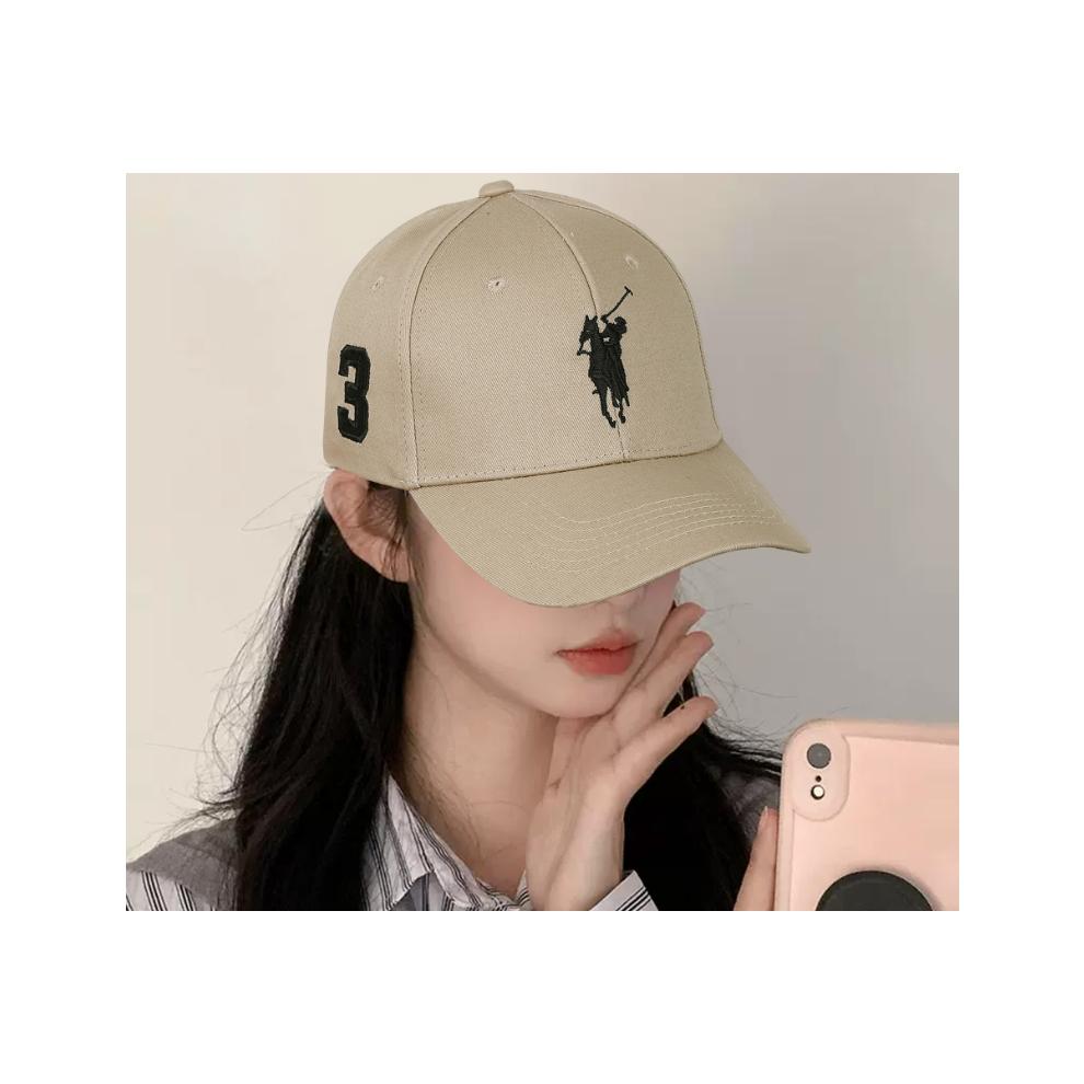 (khaki) Polo Cap Baseball Cap Sport Classic Hat Big Pony Rider Leisure Embroidery No. 3