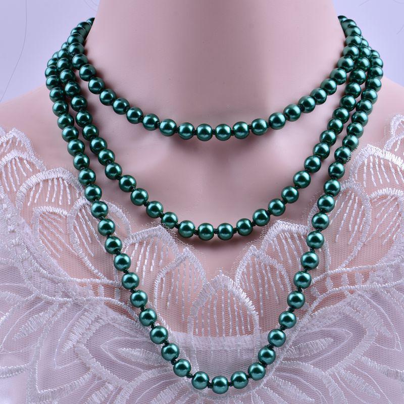 Women's European & American Fashion Imitation Pearl Multilayer Necklace - Simple Knotted Long Sweater Chain