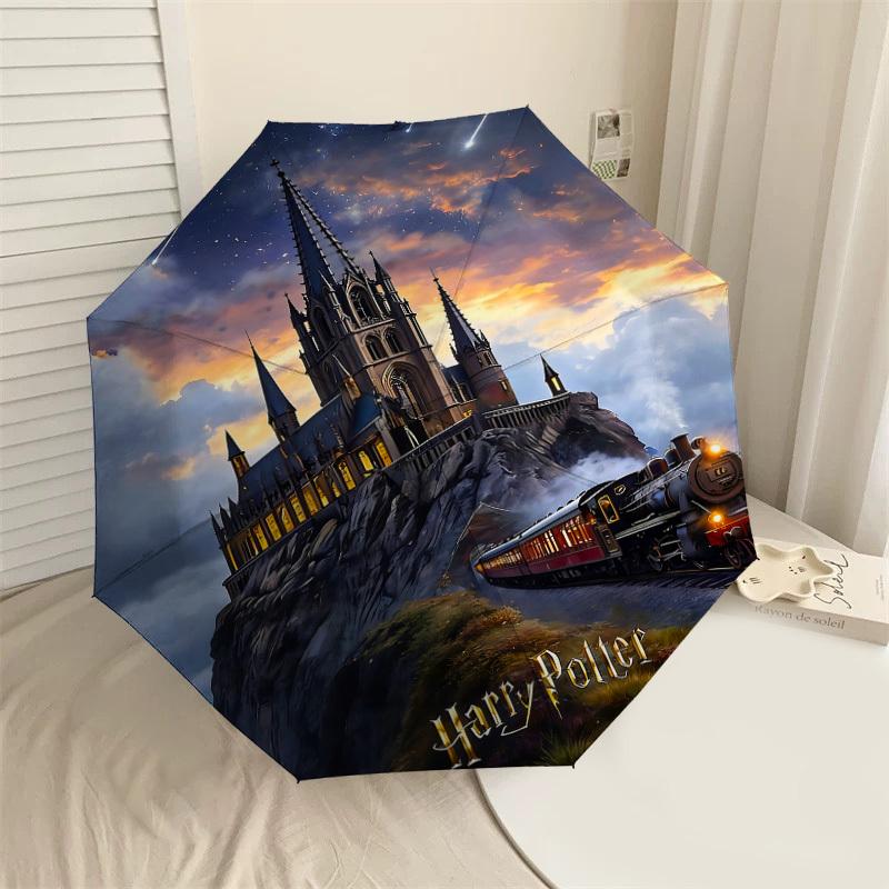 1PC Warner Harry Potter Hogwarts Express Automatic Open/Close Umbrella with Windproof, 67-Rib Sturdy Canopy, Durable Ribs1284A
