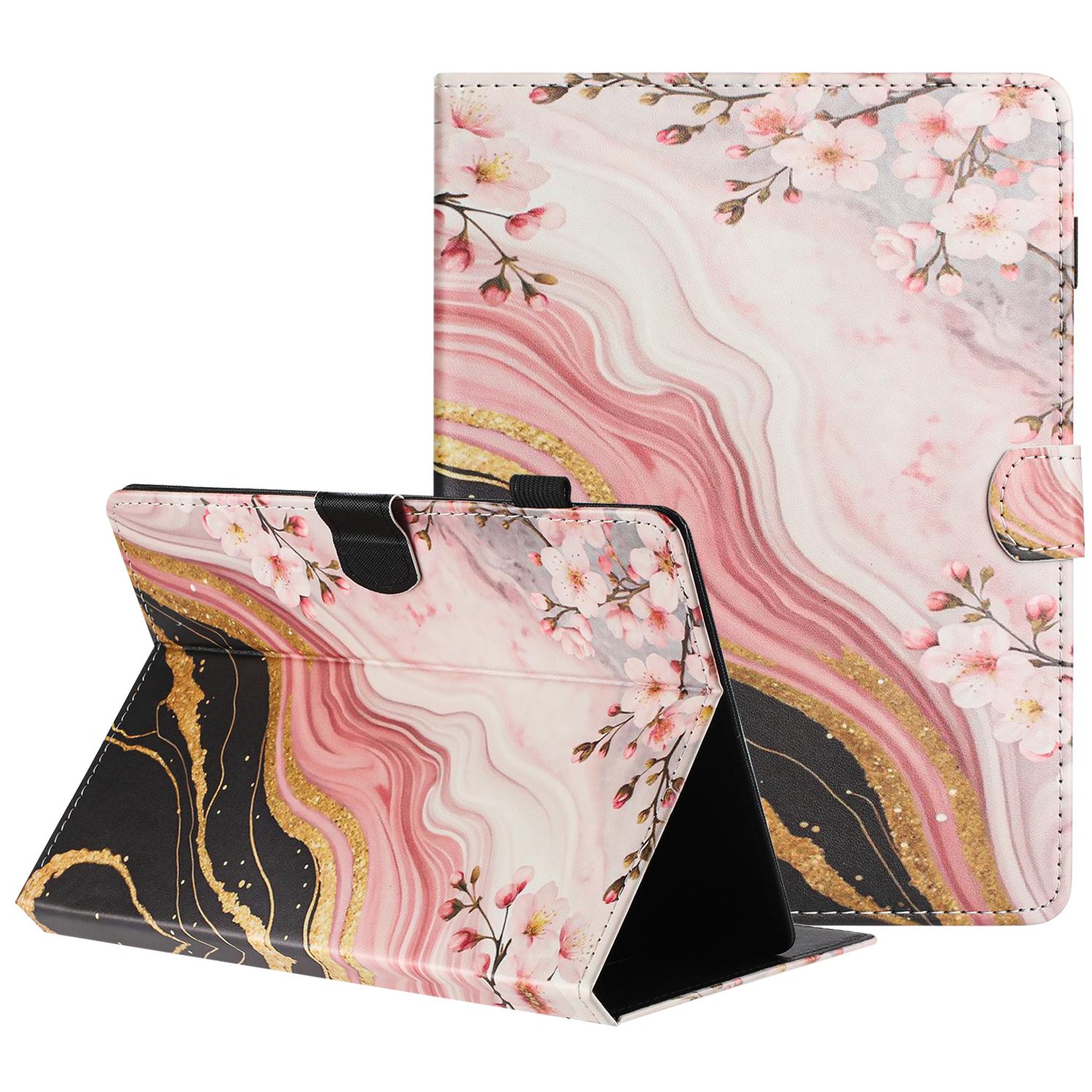 

Універсальний 8-дюймовий чохол для планшета Шкіряна обкладинка з друком візерунка текстури лічі Автоматичний сон/пробудження з тримачем для карток Marble Flower