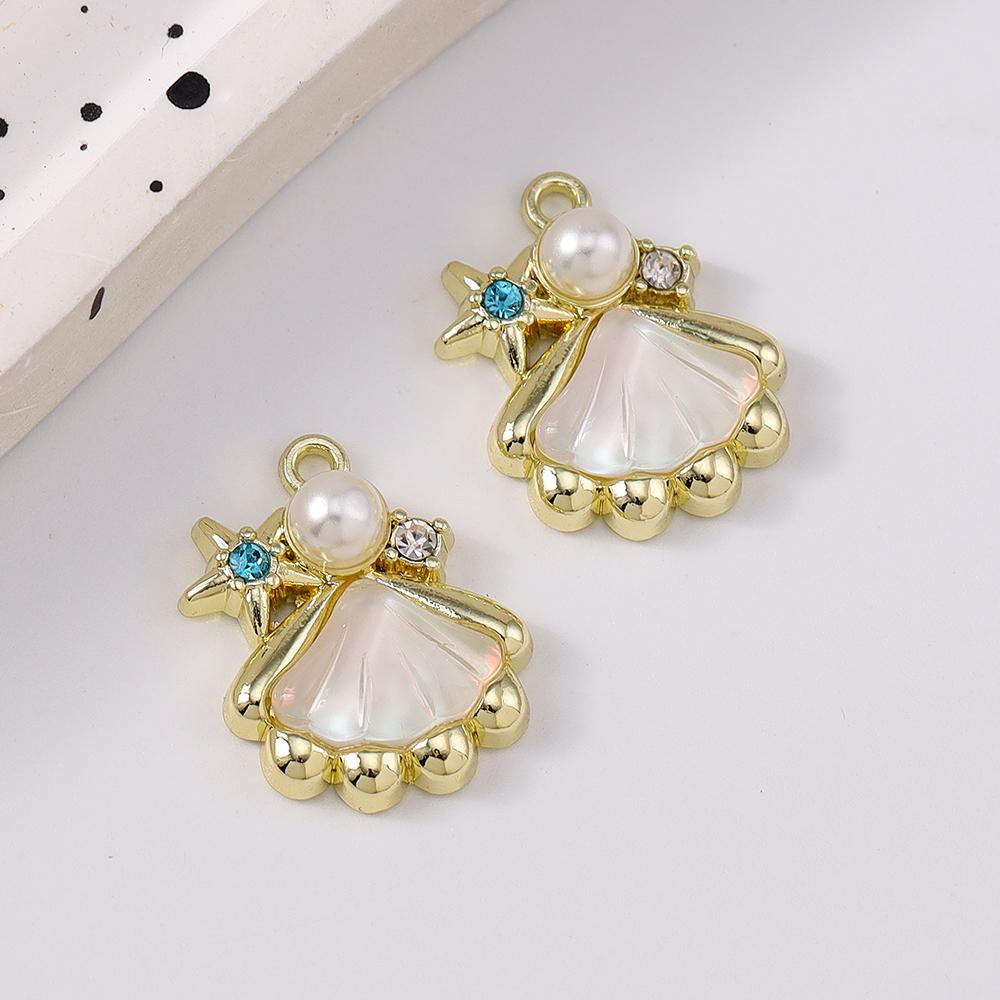 5pcs Cute Crystal Pearl Shell Pendants Charms for Necklace Earrings Bracelet DIY Handmade Jewelry Accessories Supplies