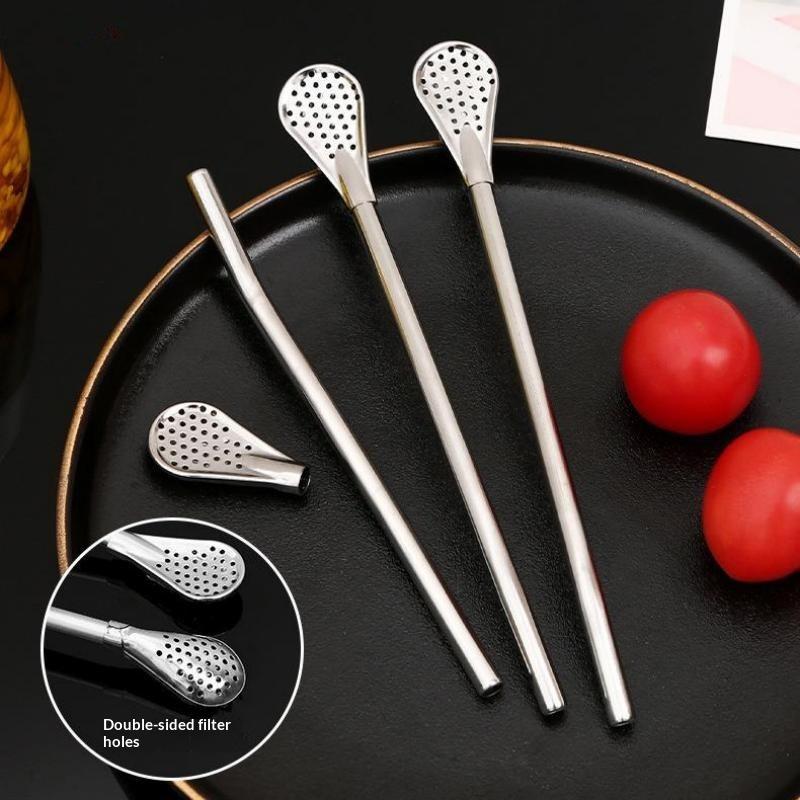 2/4/6Pcs Detachable Bombilla Filter Straw Stainless Steel Reusable Yerba Mate Tea Spoon Straw Bar Accessories