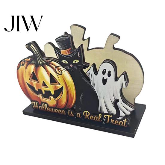 Decorative Napkin Organizer Halloween Wooden Holder, Cute Pastel Pumpkin Ghost Black Cat Tabletop Tissue Dispenser, Waterproof Holder