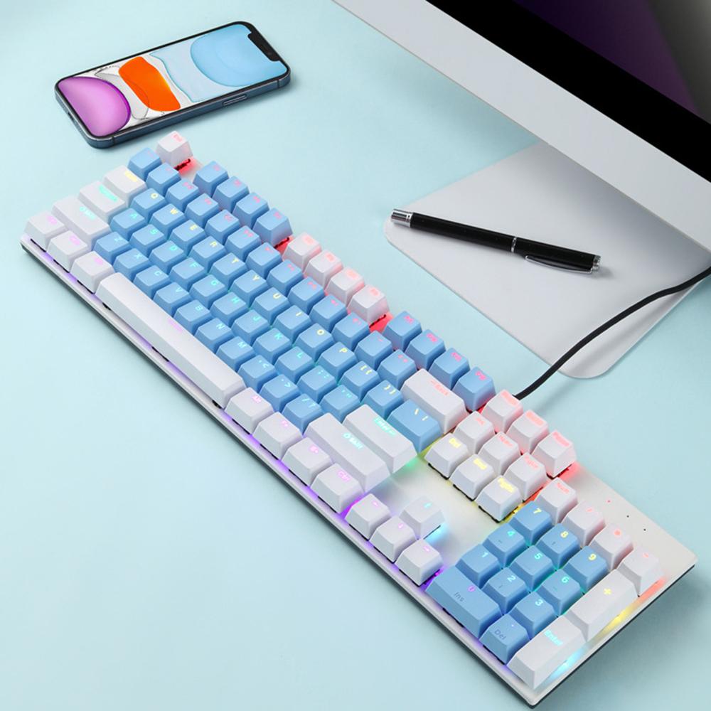 Y-FRUITFUL K135 104-Key RGB Mechanical Keyboard Gaming Office Waterproof Keyboard Blue Switches