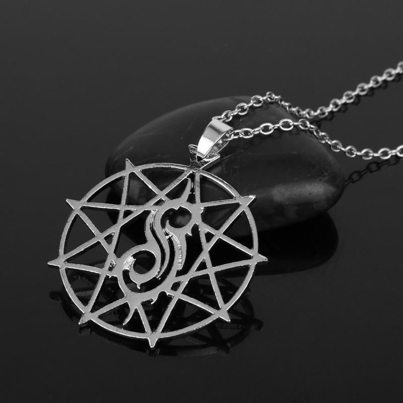 Slipknot Silver Band Geometric Alloy Necklace With Pendant For Gift Travel