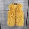 Plus Size Faux Shearling Vest Mid-Length Fur Coat Warm Sleeveless Jacket Women