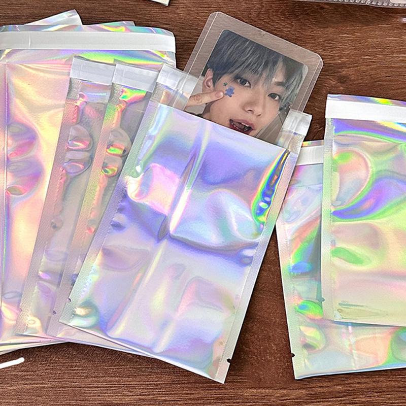 10Pcs Self-Sealing Laser Small Plastic Bags For Jewelry Pouch Jewelry Transparent Display Gift Packaging Storage Bag