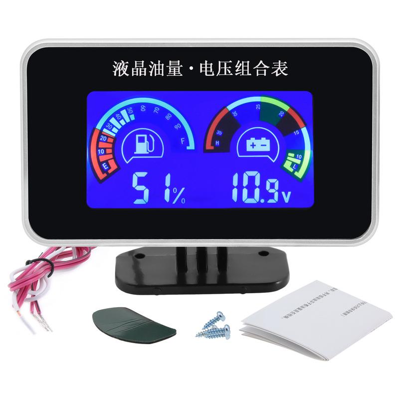 Fuel Level Sensor+Fuel Gauge 2 IN 1 Fuel Level Meter + Voltmeter Fit Car Truck Motorcycle 12V/24V 380mm 280mm Sender Unit Custom