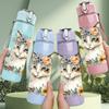 1PC Floral Crown Cat Portrait Print 750ml Color Plastic Sports Water Bottle Leakproof Flip Straw Lid Suitable for Sports Office Home Use