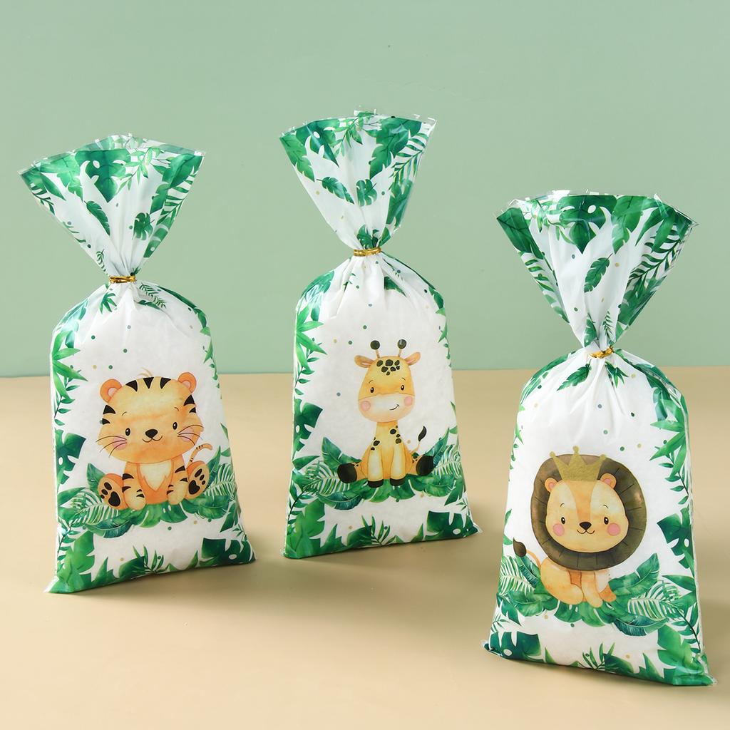 Jungle Animals Party Candy Gift Bags Biscuit Packing Bag Safari Gift Bag for Guest Kids Birthday Supplies Baby Shower