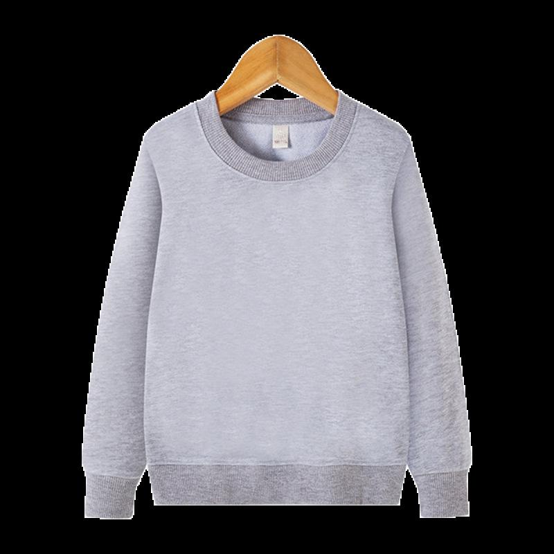 Ensfarget langermet genser med rund hals - Allsidig koreansk pullover for barn vår og vinter