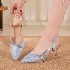 Baotou sandals women's new summer mid-heel single shoes temperament stiletto high heels solid color