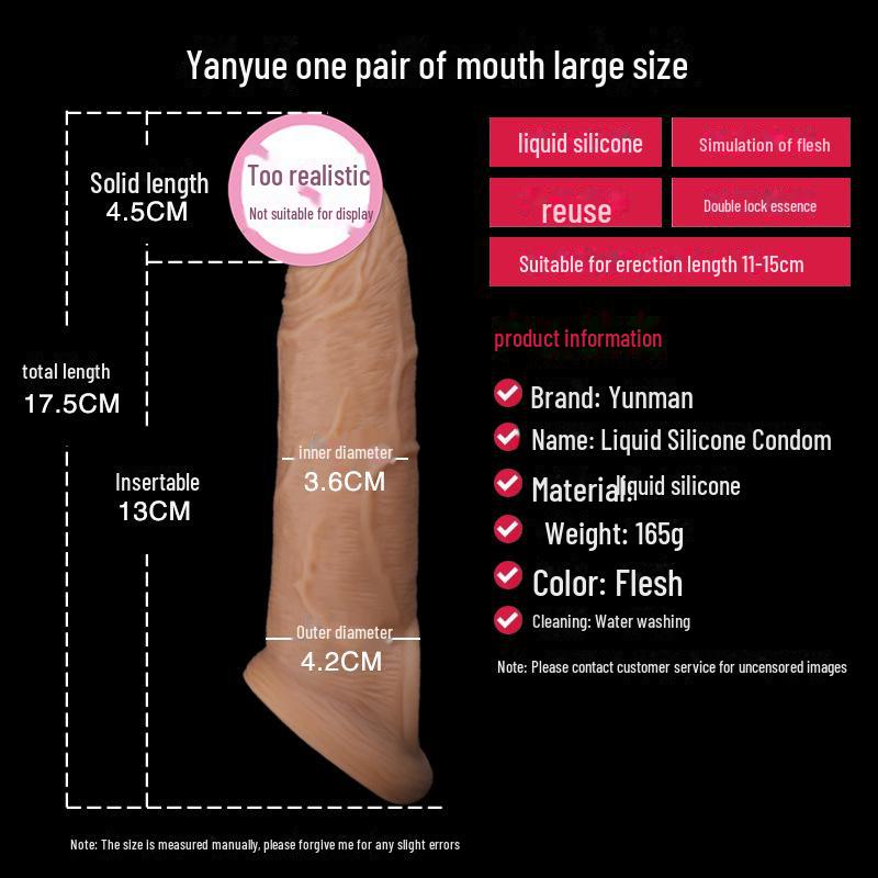 Yunman Liquid Silicone Wolf Tooth Penis Sleeve for Men - Enhances Long-Lasting Orgasm