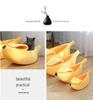 Banana-Shaped Easy-Clean Semi-Closed Pet Bed with Blanket for Cats and Dogs, All-Season