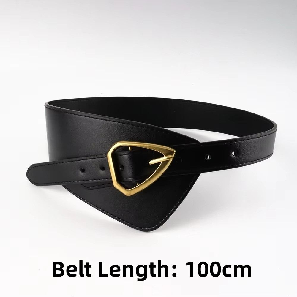 Fashion PU Leather Women's Waist Black Brown Decorative Coat Wide Belt Accessories Versatile Pin Buckle Waistband