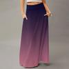 Women's Casual Leisure Foldable Gradient Print High Waist With Pocket Draped  Relaxed Long Maxi Skirt