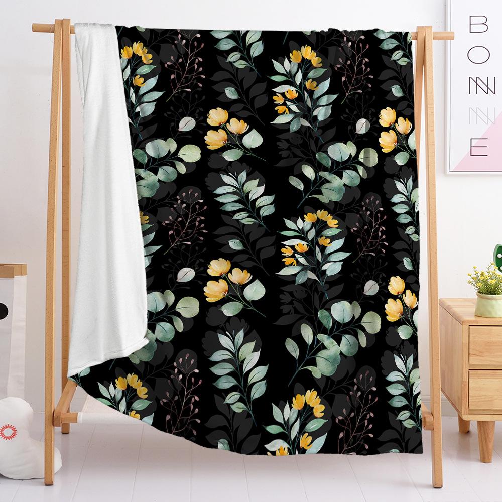 Blanket 2D Digital Printed Flannel Flower Leaf Blanket Blanket Minimum Order