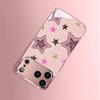 Sparkling Pink Star Tempered Glass Phone Case for iPhone 17 16 Pro Max 15 14 Plus 11 12 13 Pro Max 16E 17Air Protection Cover
