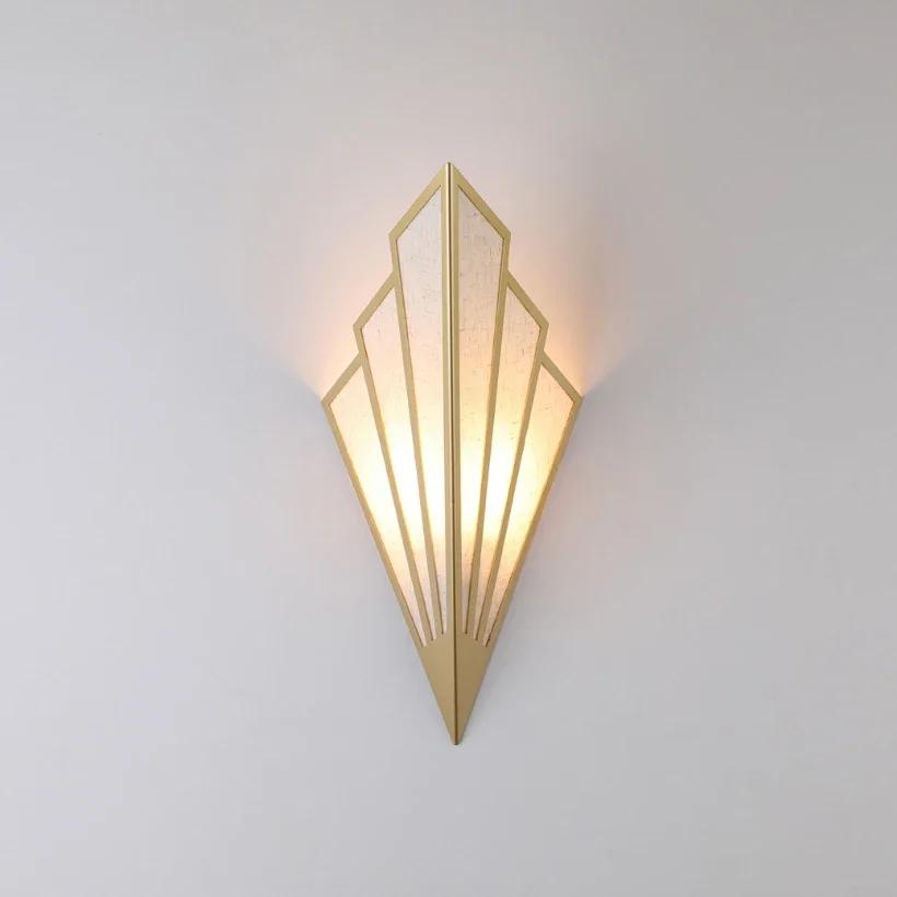

Настенный светильник Morden, лампа для спальни, винтажный классический настенный светильник, роскошный бутик, треугольный, простой, спальня, кровать, фон, настенные лампы NO Bulb золотой