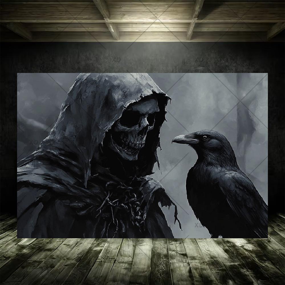 Grim Reaper Horror Halloween Party Decoration Background Spooky Graveyard Cemetery Backdrop Cosplay Photo Booth Studio Banner