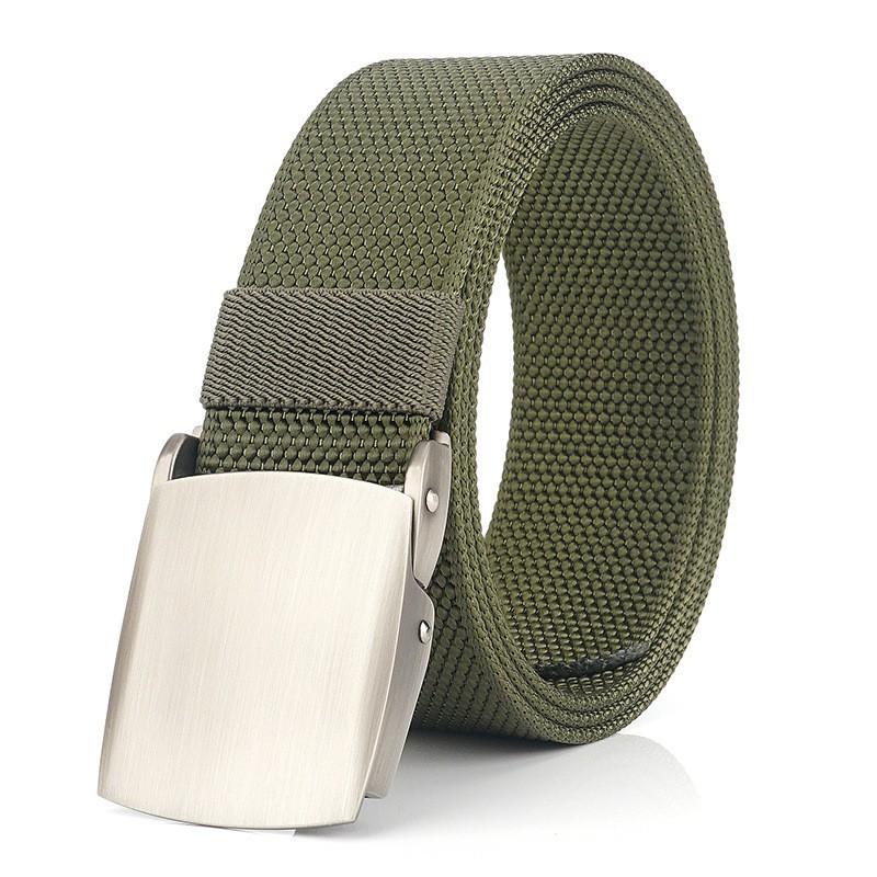 Thickened Nylon Automatic Buckle Belt Knitted Canvas Pants Young Students Casual Men's