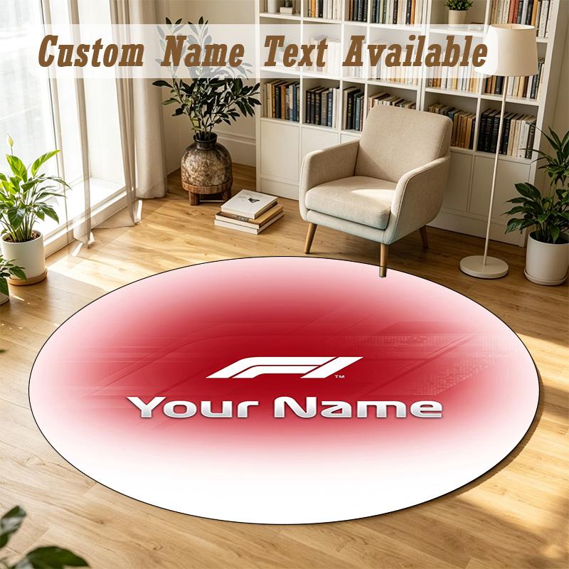 Round Rug Custom NameF1 Pattern Non Slip Carpet Home Floor Decor