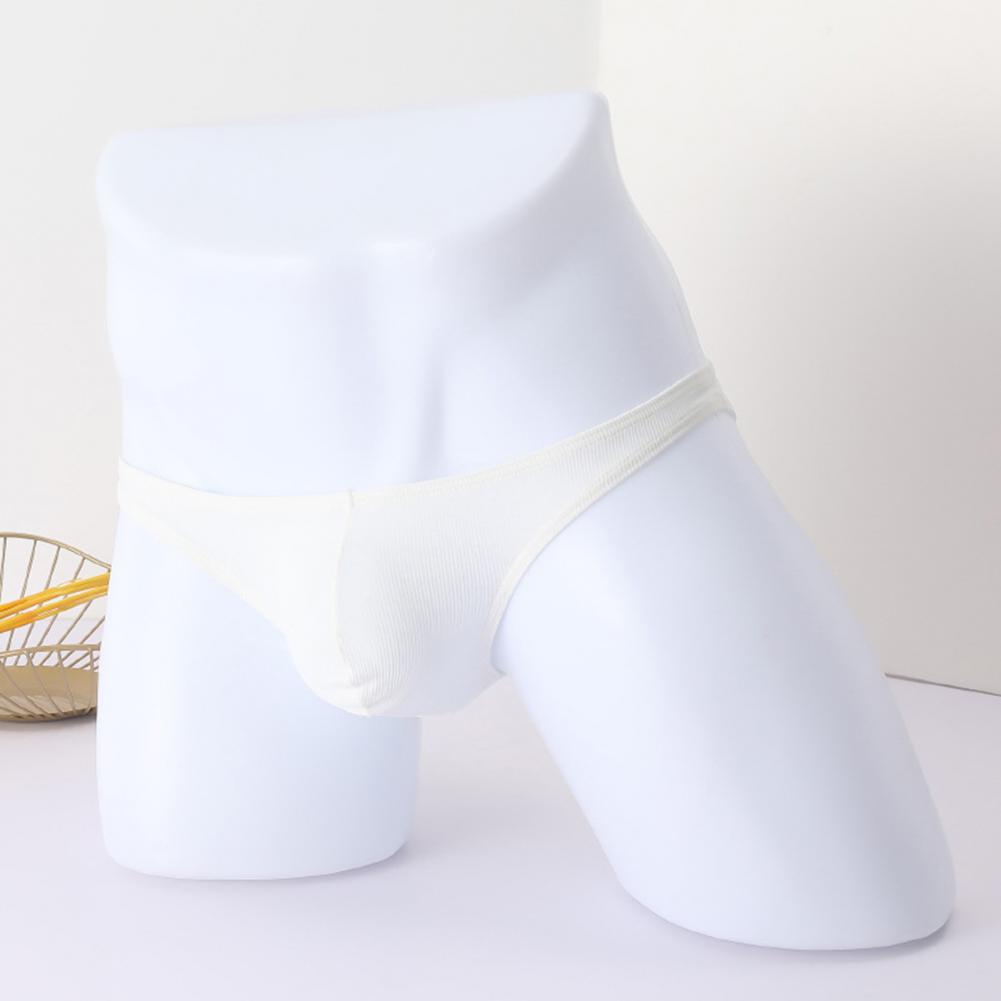 Men Sexy Thong Sexy Low Waist Briefs with U-Shaped Pouch One Tone Stretchy Underwear Breathable Panties Daily Wear