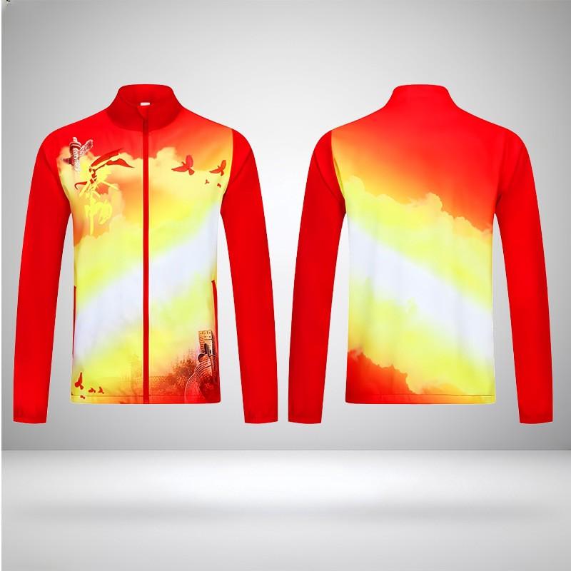 Unisex Quick-Dry Sport Set Team Activities Breathable Stand Collar Long Sleeve Top Pants