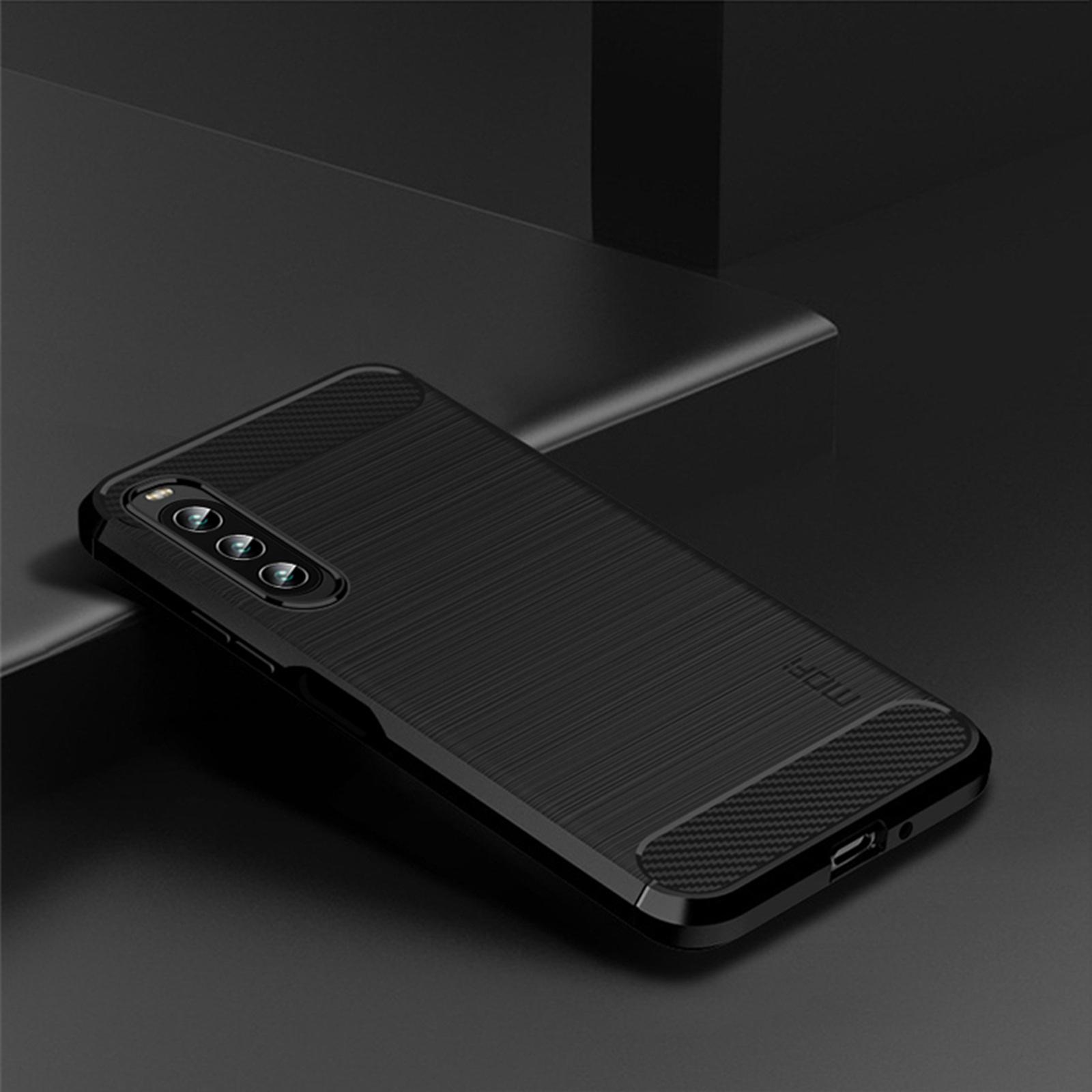 

MOFI JK TPU Series-1 for Sony Xperia 10 IV 5G Heat Dissipation Phone Case Carbon Fiber Texture Brushed Surface Soft TPU Cover Black