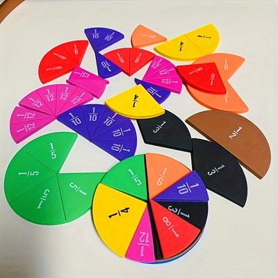 Conectando Círculos Fracionários Manipuláveis de Fração Unitária Círculo Arco-Íris Jogos de Matemática de Frações Brinquedo de Matemática Montessori para Crianças Crianças