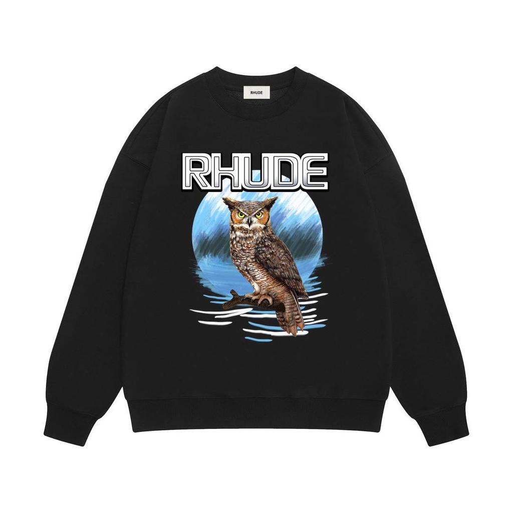 RHUDE Herren Lockerer Baumwoll-Hoodie mit Buchstabenprint - Europäischer & Amerikanischer Trend